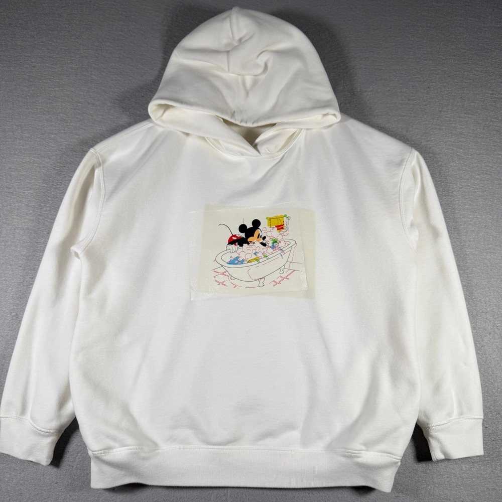 Uniqlo UT Disney‎ Mickey Mouse Bath Graphic Hoodie Cream Mens Large 426449